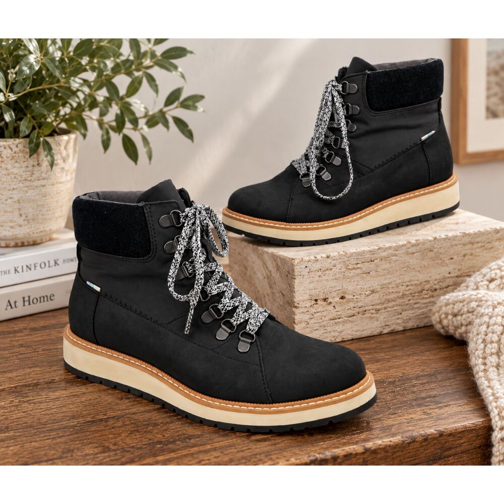 Toms Mesa Waterproof Lace Up Suede Hiking Boots Black Womens Size 7 Gorpcore